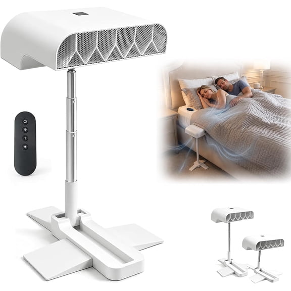 Bed Cooling Fan Under Sheets, Adjustable Height Cooling Fans with 5 Speeds and Remote, Rechargeable Cordless Bed Fan for Hot Sleepers