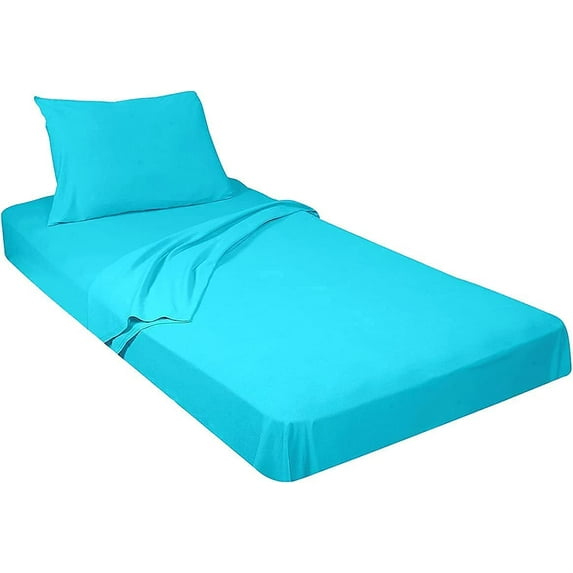 Bed Cot Fitted Sheet - 25" x 75" Turquoise Solid - 2 Qty Cot Fitted Sheet Only - Cot Size Mattress 4"-8" Deep - Perfect for Narrow Twin/Cot Size/Rv Bunk/Guest Bed/Camping Cot