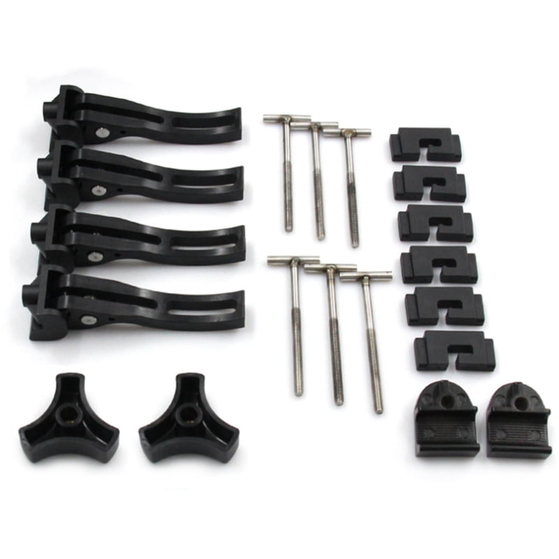 Bed Cover Clips Tonneau Replacement Parts Kit Latch of Safety Straps Rack Mount,2 x triangle screws 2 x front clamps 4 x rear clamps 6 x T-bolts,Black