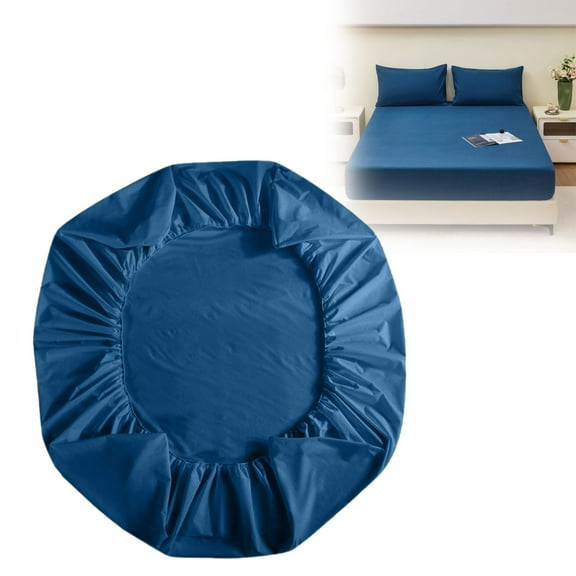 Bed Cover Waterproof Solid Color Mattress Protector Breathable Bed Mattress Cover With Soft Brushed Fabric & Tpu Membrane 200X200X30Cm Dark Blue
