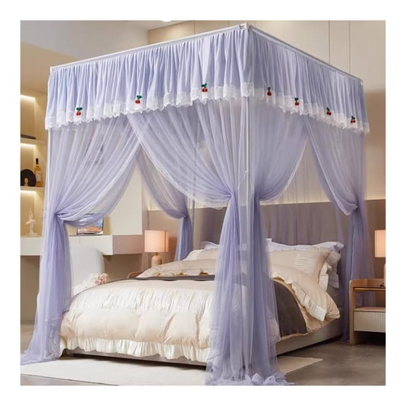 Bed Curtain Mosquito Net for Bedroom Decorative,Canopy Netting Bed Curtain,Breathable Mesh, 3 Side Openings for Girls' Adult Bedroom Decor
