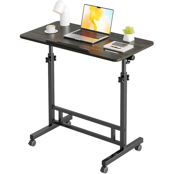 Bed Desk Adjustable Overbed Bedside Table Rolling Laptop Tray Desk Cart Height Portable Mobile Sit Stand Table Tilting