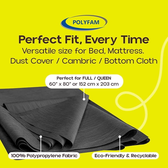 Bed Dust Cover Bottom Cloth/Replacement Fabric for Underside of Mattress Box Spring or Foundation Cambric Dust Cover Fabrics Bed Dust Covers - Upholstery Fabric for Bed, Full/Queen 60" x 80"