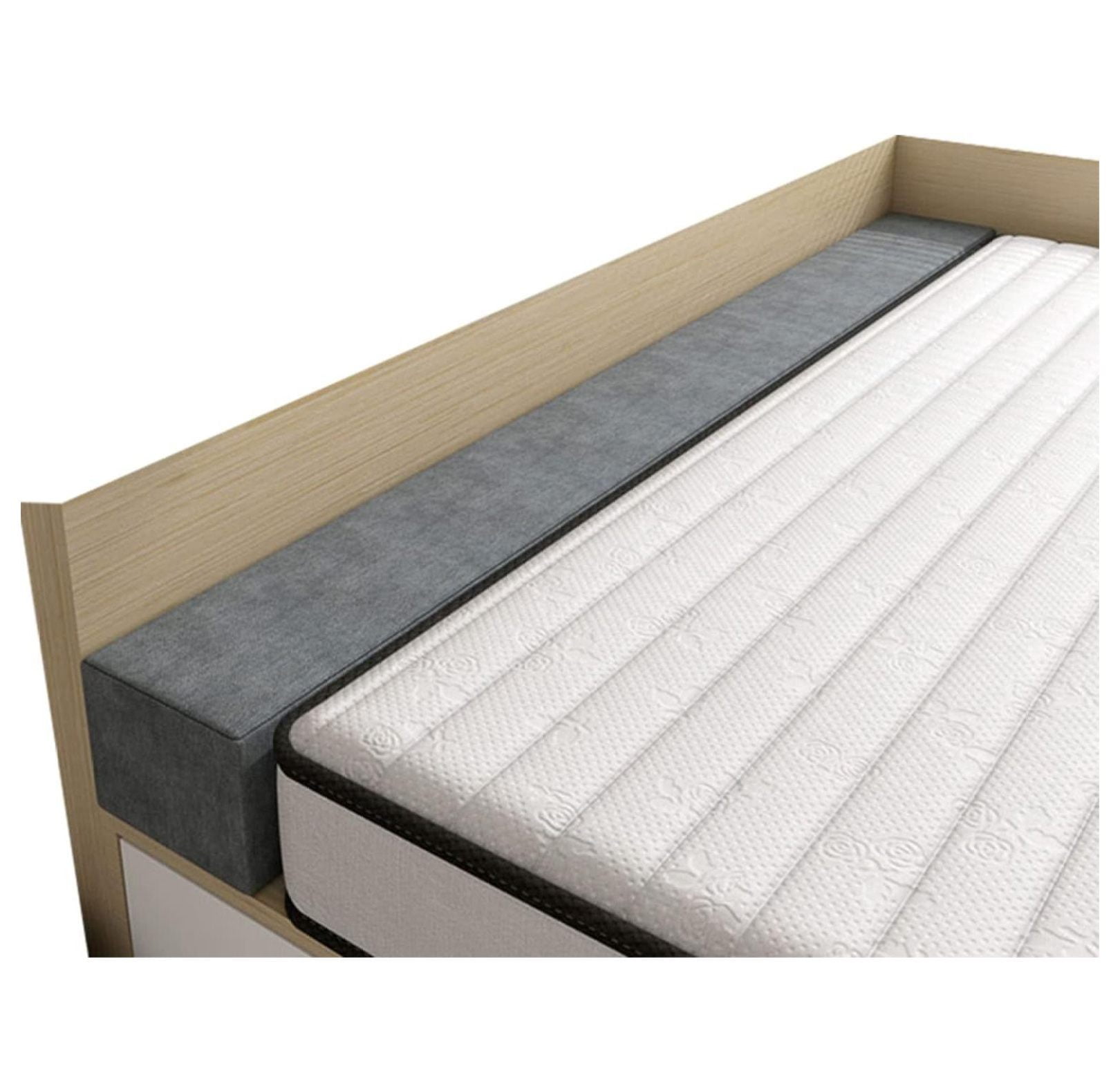 Gray Linen Rectangular Bed Gap Filler Pillow with Foam Insert