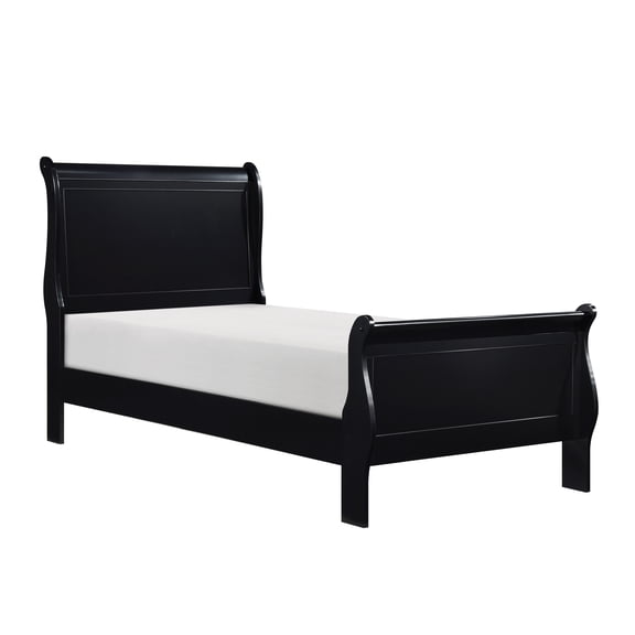 Bed Frame 1pc Black Finish Twin Size Bed Traditional Style Wooden Bedroom Furniture