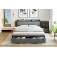 thumbnail image 1 of Bed Frame with 2 Storage Drawers and Headboard, Upholstered Bed Frame Queen Size with Charging Station, No Box Spring Needed, Sturdy, Noiseless, Easy Assembly - Grey, 1 of 9