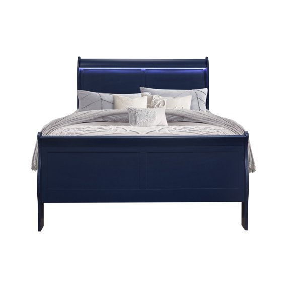 Bed Frame Blue Full Bed With Led