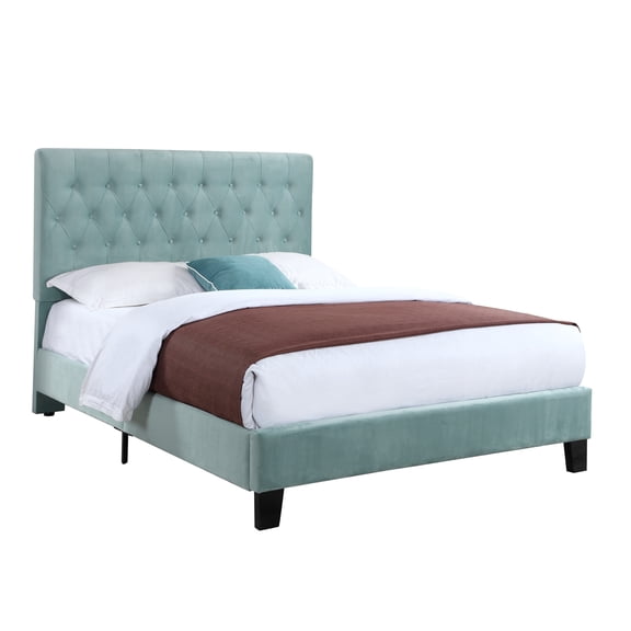 Bed Frame Blue Full Upholstered Bed