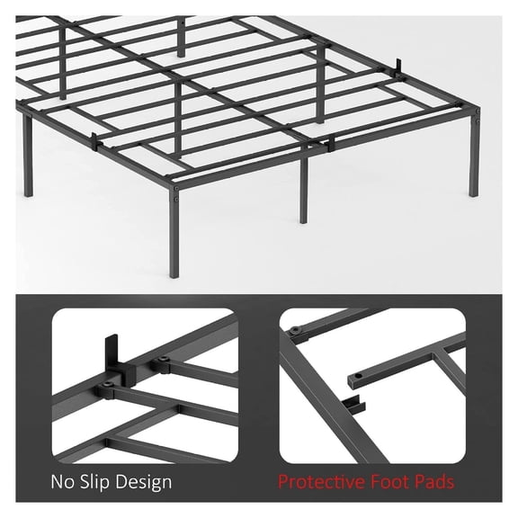 Bed Frame No Box Spring Needed, Sturdy Metal Platform Bed Frame, Basic Metal Bed Frame Easy Assembly Strong Bearing Capacity and Noise Free, 10 Inch Full
