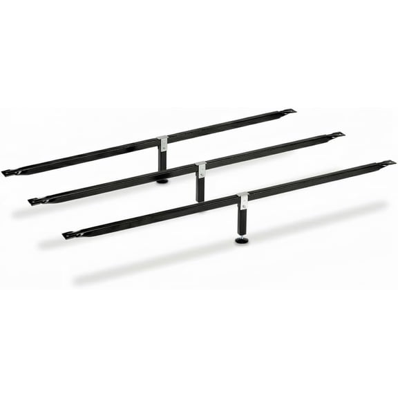 Bed Frame Center Support System  3 Telescoping Steel Bars, 12 Adjustable Legs (4", 7", 10", 13") with Glide Feet  Complete Universal Kit - Fits Full, Queen, King & Cal. King