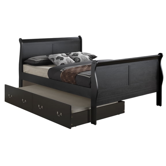 Bed Frame Classic Black Trundle Bed With Storage
