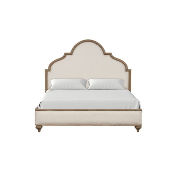 Bed Frame Classic Rustic Oak 1pc King Size Bed Solid wood Unique Legs Bedroom Furniture Traditional Look Upholstered Bedframe