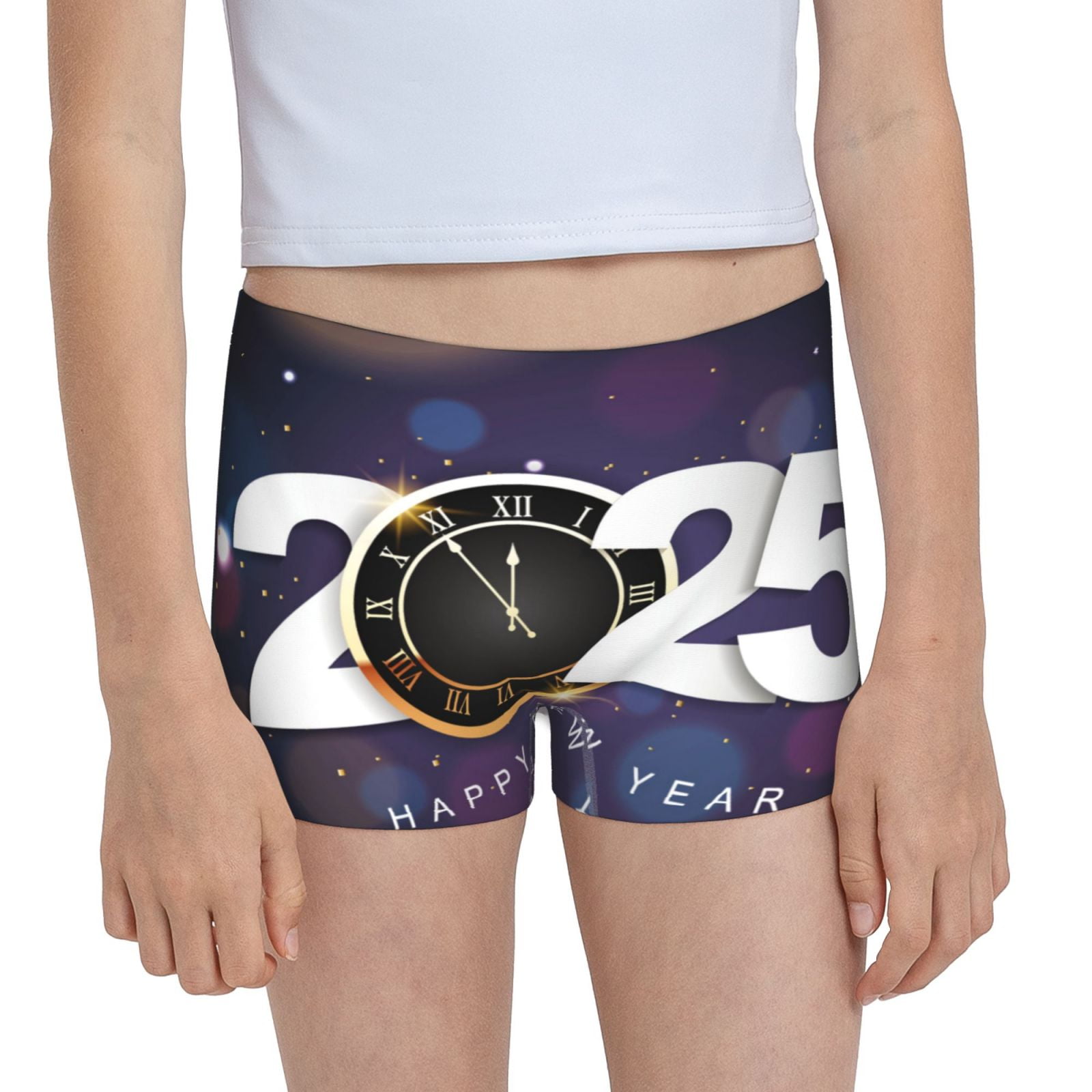 Easygdp 2025 Happy New Year 4 Girls Hipster Cotton Underwear Little