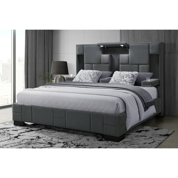 Bed Frame Dark Grey Queen Bed
