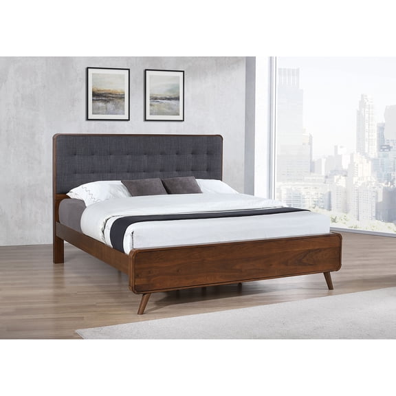 Bed Frame Dark Walnut King Platform Bed
