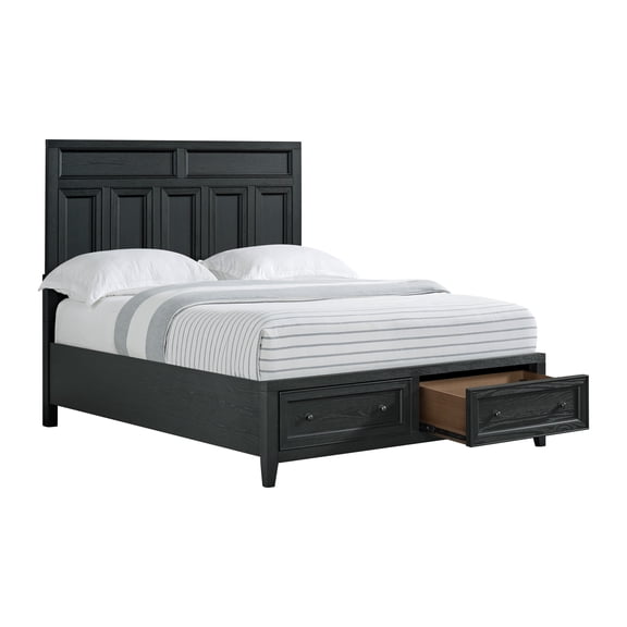 Bed Frame Ebony Queen Storage Bed