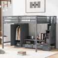 thumbnail image 1 of Bed Frame Full Size Loft Bed Frame with Wardrobe, Low Storage Table and Storage Staircase, Gray, 1 of 8