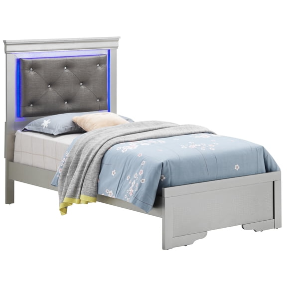 Bed Frame G6500C-TB3 Twin Bed , Silver Champagne