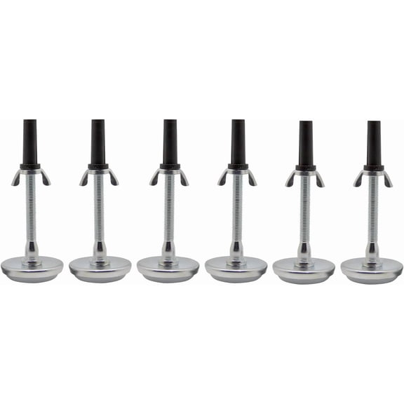 Bed Frame Glide Legs  Adjustable Threaded Feet Replacement for Metal Frames Sturdy Riser Glides to Replace Wheels Set of 6 (Black/Silver)
