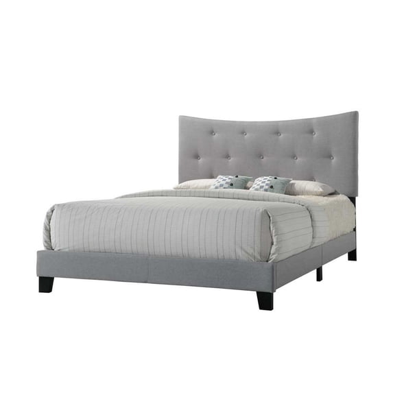 Bed Frame Gray Fabric Queen Bed