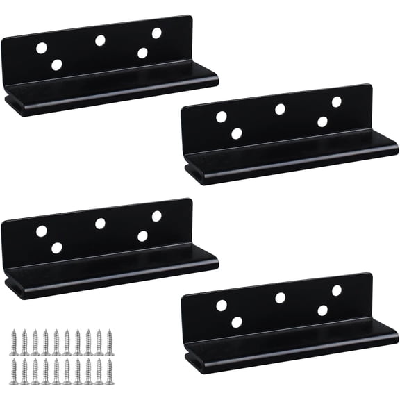 Bed Frame Hardware 4PCS Bed Post Double Hook Slot Brackets Heavy Duty Metal Bed Attachment Brackets Hardware for Wooden with Screws