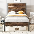 Bed Frame with Headboard and Footboard, Metal Bed Frame with Under Bed