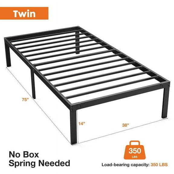 Bed Frame，Heavy Duty Metal Platform Bed Frames with Storage Space Under Frame, 14 Inches, Sturdy Steel Slat Support, No Box Spring Needed