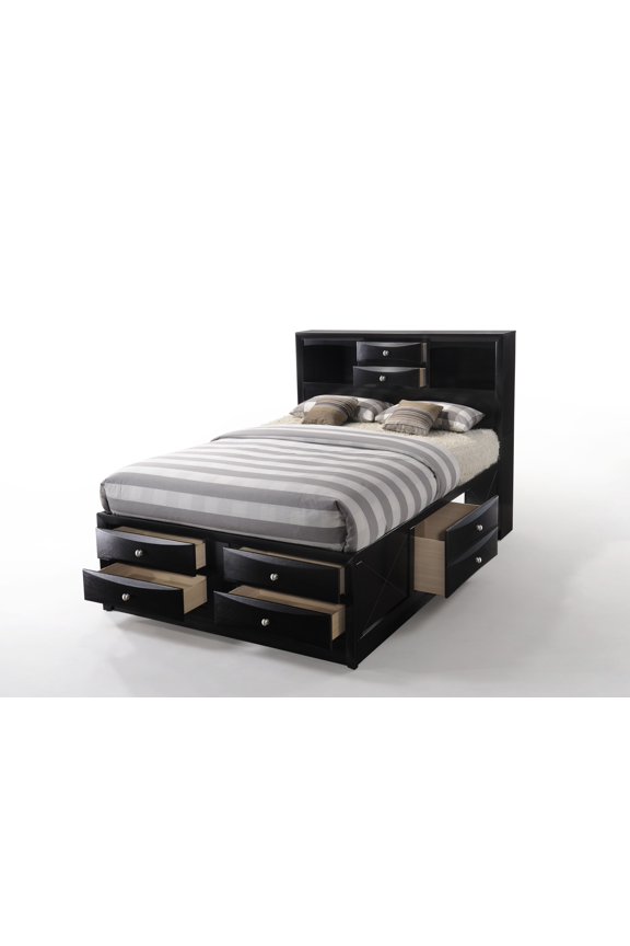 Bed Frame Ireland Black Finish Queen Bed W/Storage