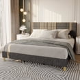 thumbnail image 1 of Bed Frame, Linen Upholstered Platform Bed with Headboard, No Box Spring Needed, 700 LBS Sturdy Wooden Slats Support, Noise Free Easy Assembly,  Grey, 1 of 3
