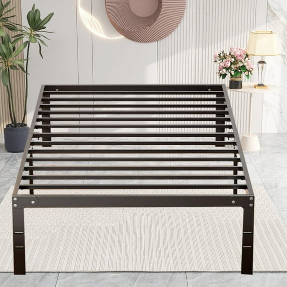 Bed Frame Metal Platform Bed Frame Mattress Foundation with Steel Slat Support-Queen