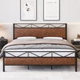 thumbnail image 1 of Bed Frame, Metal Platform Bed Frame with PU Leather Headboard & Footboard, Upholstered Platform Bed with 14 Sturdy Steel Slat Support, 11" Under-Bed Storage, No Box Spring Needed, 1 of 5