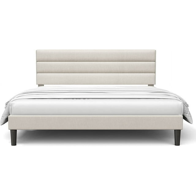 Bed Frame Modern Horizontal Panel Upholstered Low Profile Platform with