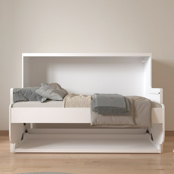 Bed Frame Murphy Bed with Desk, Ideal Bedroom Furniture for Small Spaces, Horizontal & Vertical Pull-Out Beds and Space Saving Furniture, Foldable Beds