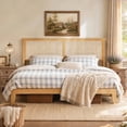 thumbnail image 1 of Boho King Bed Frame, Rattan Headboard Bed Frame With Led Lights, Noise-Free Platform Light Wood Bed Frame, Easy Assembly, No Box Spring Needed, 1 of 11