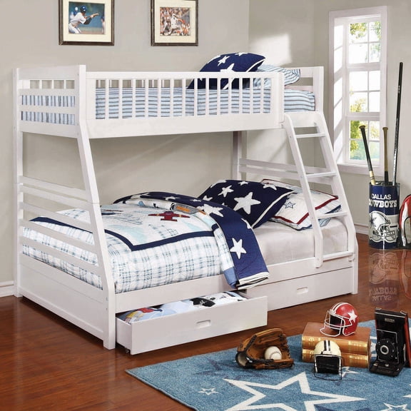 Bed Frame Newhall White 2-drawers Twin Over Full Bunk Bed
