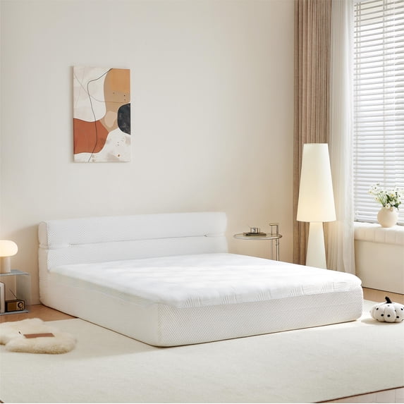Bed Frame All in One Queen Mattress Bed Frame 15 Inch Queen Size Mattresses in a Box with Cool Fabric Pressure Relief, Motion Isolation No Assembly Required