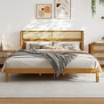 thumbnail image 1 of Bed Frame Premium Rubber Wood Platform Bed Frame, King Bed Frame with Headboard Included, Mid Century Modern Bed With Natural Color,Platform Bed Frame, 1 of 10