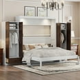thumbnail image 1 of Bed Frame Queen Size Murphy Bed Wall Bed with Closet ,Drawers and Table,White, 1 of 7