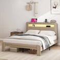 thumbnail image 1 of Queen Size Wood Platform Bed Frame with Storage LED Light & 2 USB,No Box Spring Needed,Dark Gray for Bedroom, 1 of 7