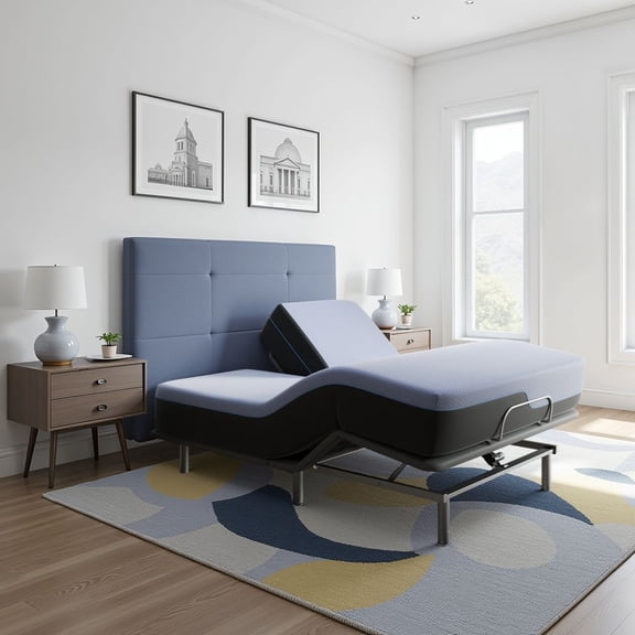 Bed Frame Refresh 12 inch Flex Top Memory Foam Hybrid Mattress and Adjustable Base Bundle, King Size