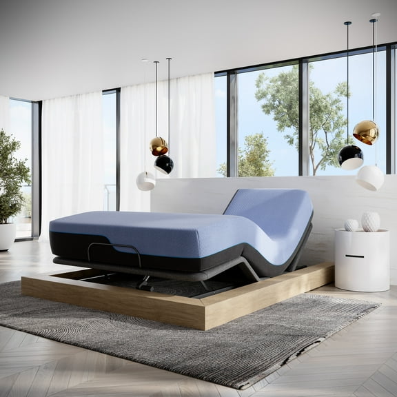 Bed Frame Refresh 12 inch Flex Top Memory Foam Hybrid Mattress and Adjustable Base Bundle, Queen Size