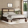 thumbnail image 1 of Bed Frame with Rubber Wood, Underbed Spacious Storage, Easy Assembly, Full Size Bed Frames with Rattan Headboad and Enhanced by Support for Bedroom, Espresso, 1 of 9