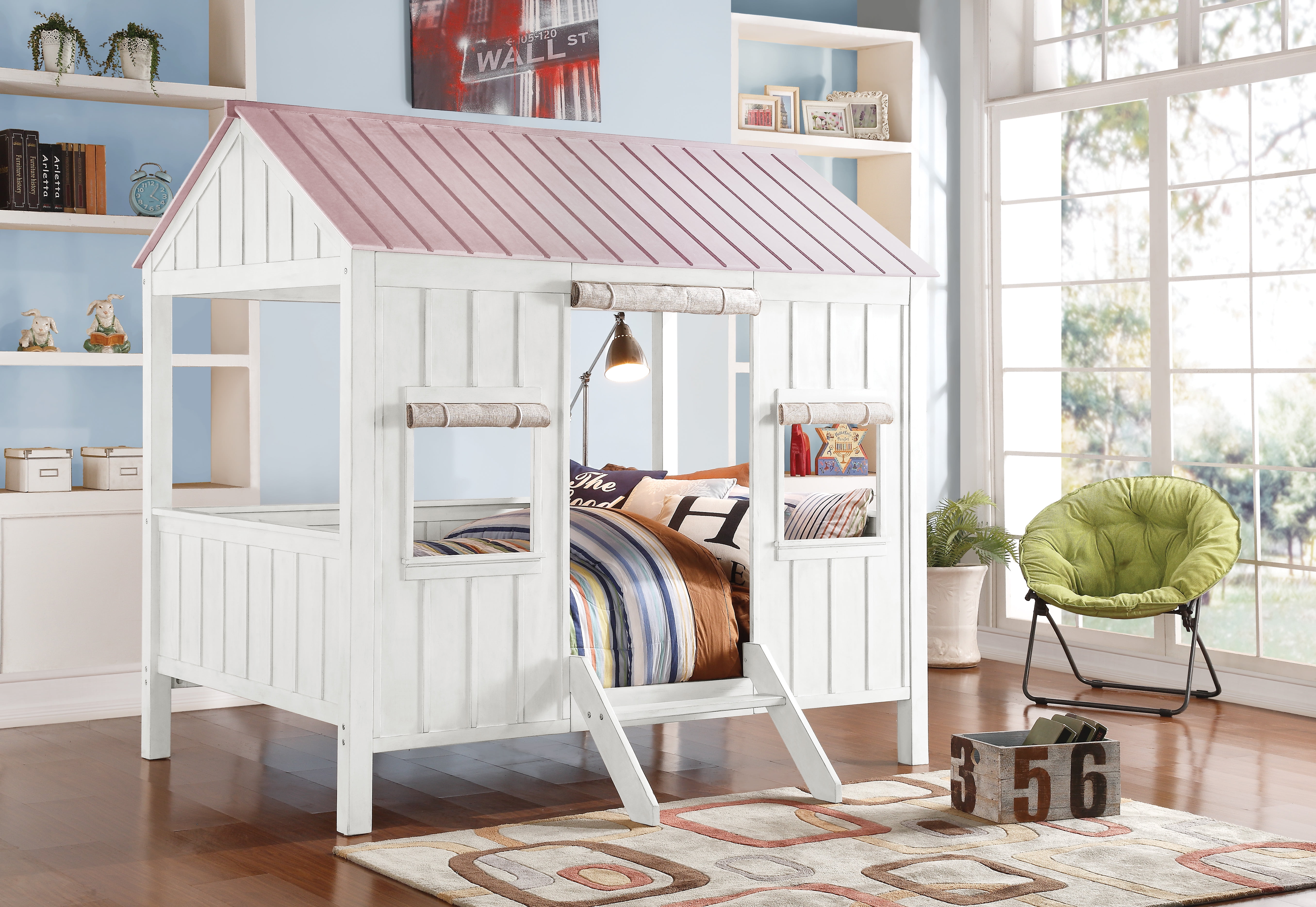 Bed Frame Spring Cottage White & Pink Finish Full Bed - Walmart.com