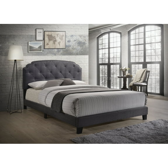 Bed Frame Tradilla Gray Fabric Queen Bed