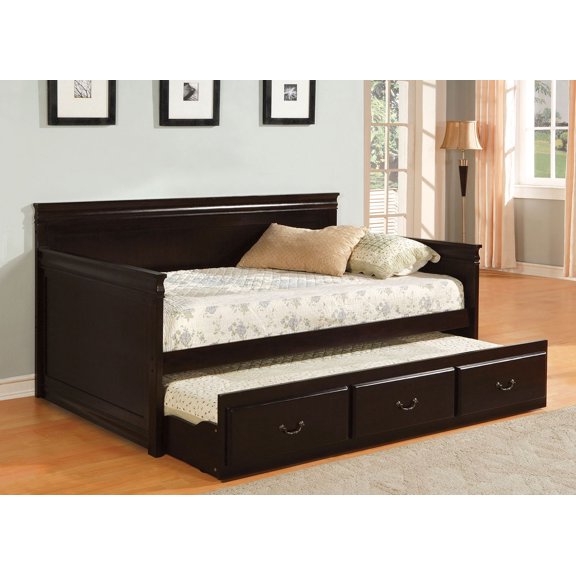 Bed Frame Traditional Style Daybed With Twin Trundle English Style Platform Bed Slat Kit Included Espresso Finish