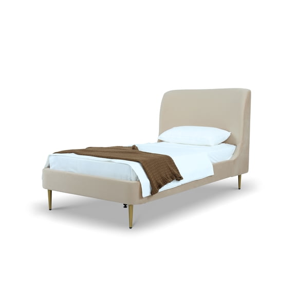 Bed Frame Twin Bed in Gold and Tan