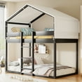 thumbnail image 1 of Bed Frame Twin Over Twin Wood Bunk Bed with Tent, Espresso, 1 of 8