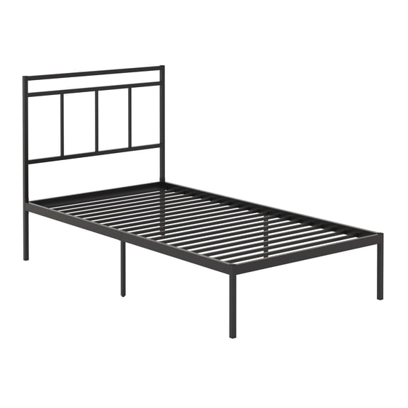 Bed Frame Twin Platform Bed With Headboard, Black finish