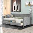 thumbnail image 1 of Bed Frame Twin Size Daybed with 2 Large Drawers, X-shaped Frame, Modern and Rustic Casual Style Daybed, Gray, 1 of 7