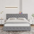 thumbnail image 1 of Bed Frame with USB Ports，Upholstered Platform with Adjustable Headboard, Strong Frame and Wooden Slats Support, Linen Fabric Wrap No Box Spring Needed, Easy Assembly, Light Gray,Full, 1 of 4
